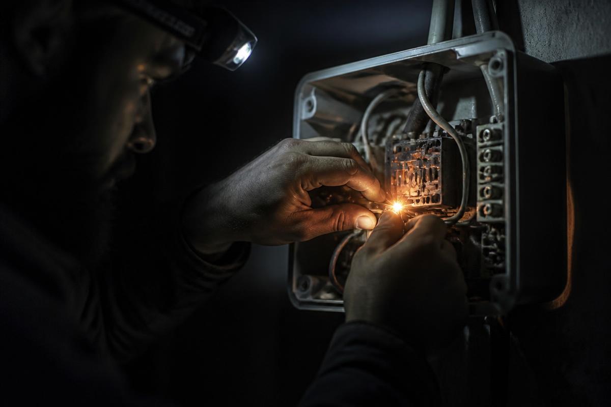 Reparación de una avería eléctrica en una caja de derivación