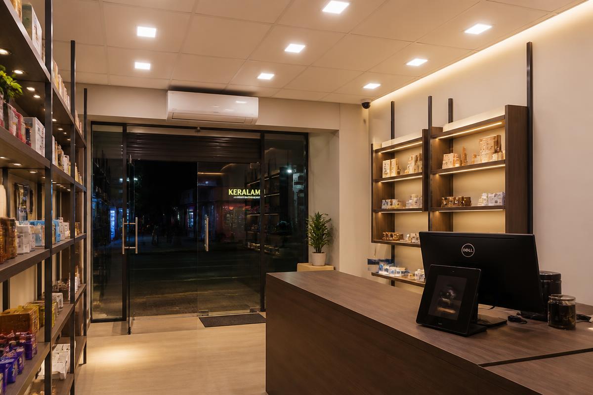 Local comercial iluminado con paneles LED